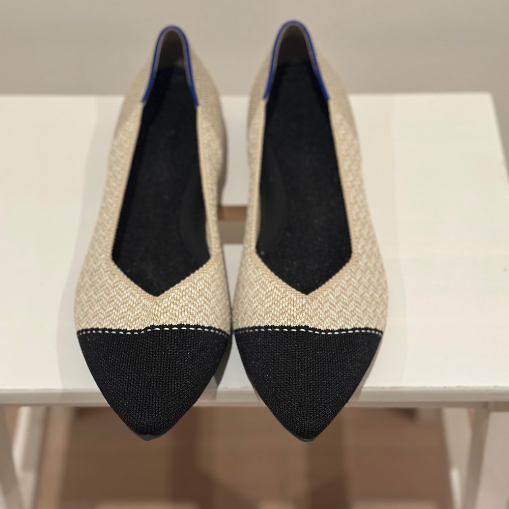 Women's Beige and Black Flats